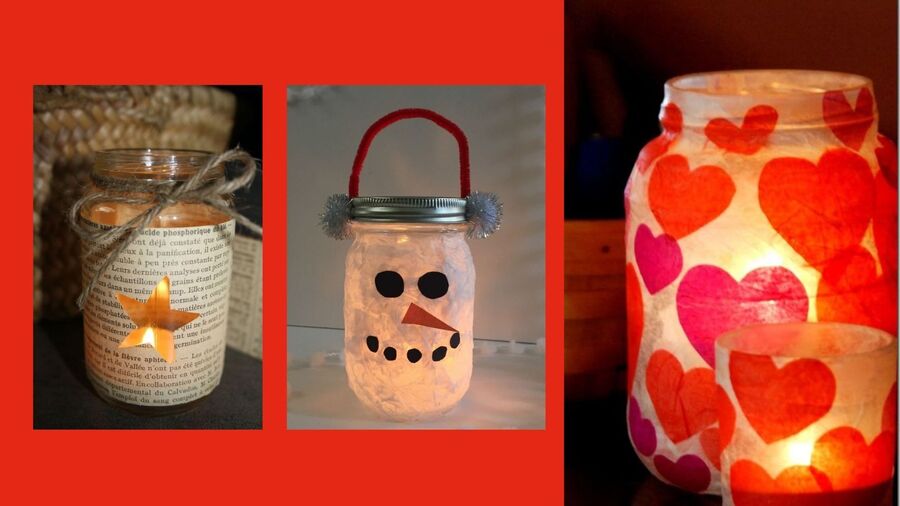 bilde av hjemmelagde lykter med lys 