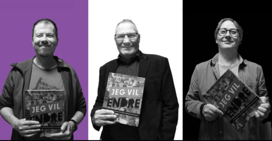 Bidragsytere til boken "Jeg vil endre" fra venstre Remi Drageset, Jarle Sten Olsen Langbakk og Rolf Aikio 
