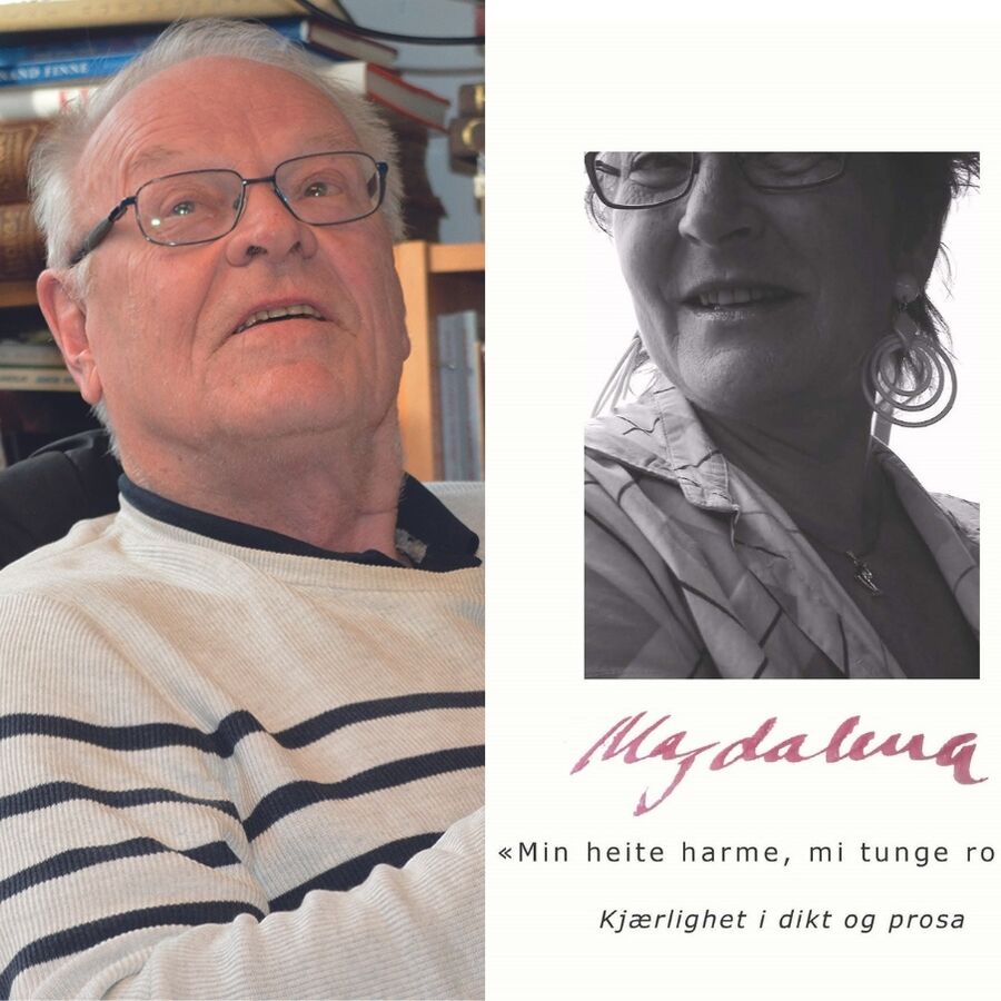 Bilde av Nils R. Ringdal og forsiden på boken Magdalena Min heite harme, mi tunge ro